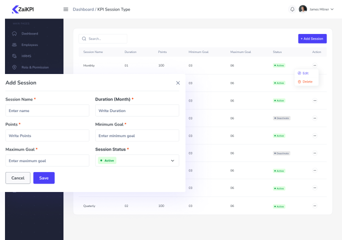 Create KPI Session Type